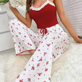 Best sellingfashion cross-border home wear lace suspender pants suitplaid elastic home casualoutwear pajamas for women