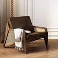 New chinoiserie chair designer rattan sofa chair wabi-sabi style single chair medieval style solid wood casual chair single chair