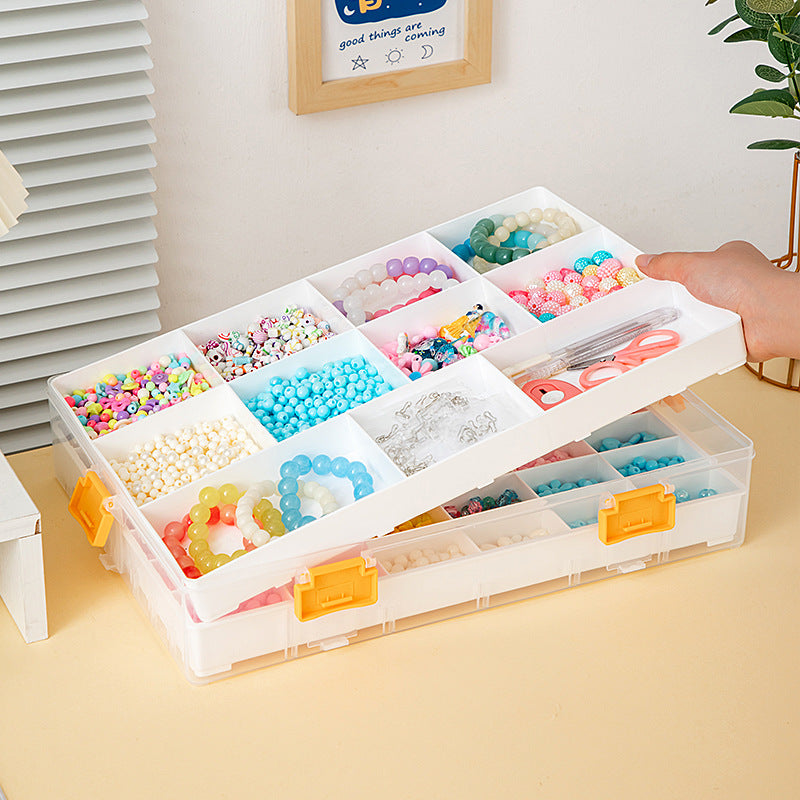 Desktop beaded jewelry storage box Plastic with lid grid classification Multi-layer stackable loose bead bead storage box