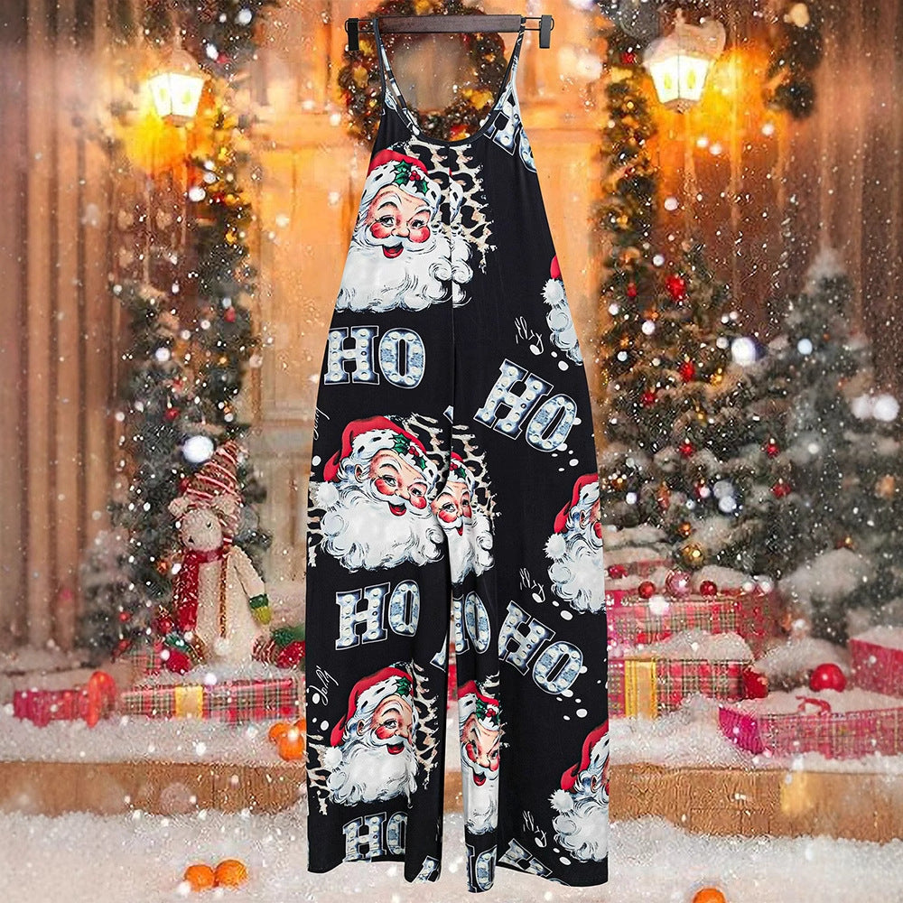 fashion   christmas pocket lazy suspender jumpsuit stylish street