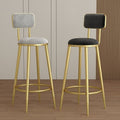 Minimalist modern high bar stool - nordic style gold-tone luxury iron backrest chair for bar, ktv, and counter seating