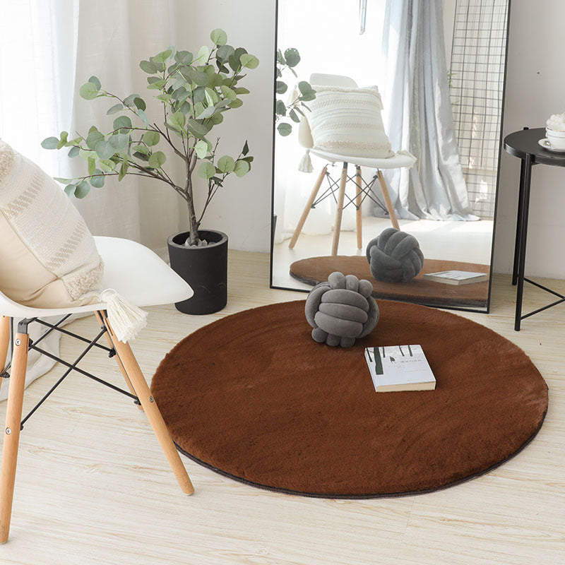 Imitation rabbit fur round carpet cat feeling floor mat hanging basket bedroom white ins bedside living room stuffed round mat