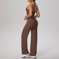 pure color brushed beautiful back tight strap halterhigh waist yoga suit sports running fitness two-piece set