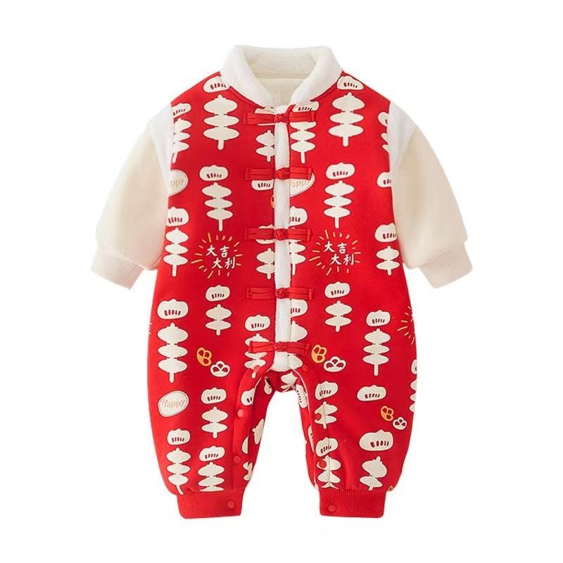 Baby winter clothes quilted thickened outfit for boys and girls, newborn swaddle romper, autumn and winter warm bodysuit