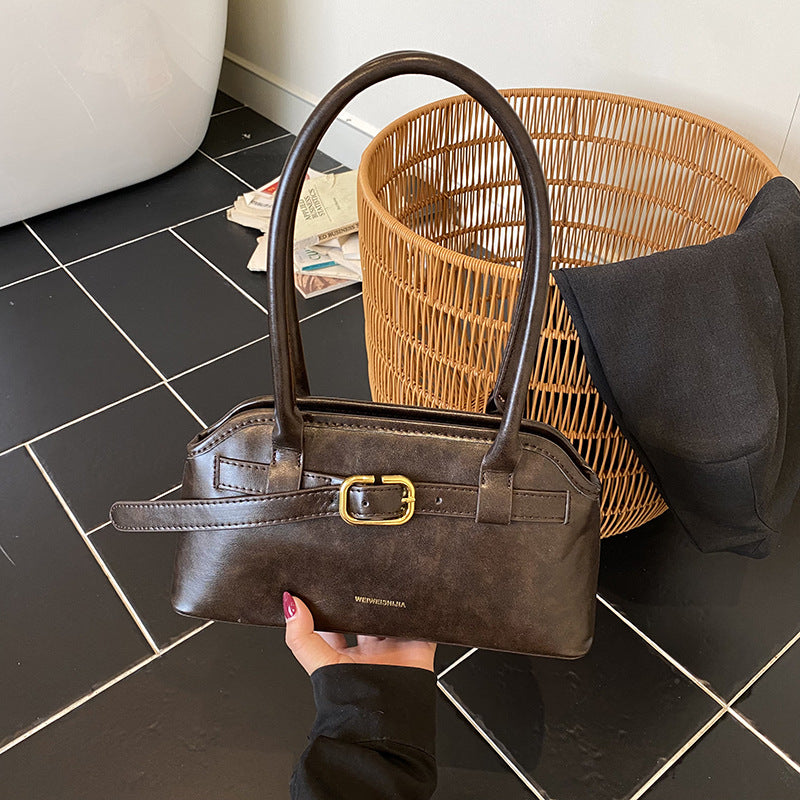 Korean style niche versatile shell bag for women - autumn 2025 retro work commute shoulder bag - high-end handbag