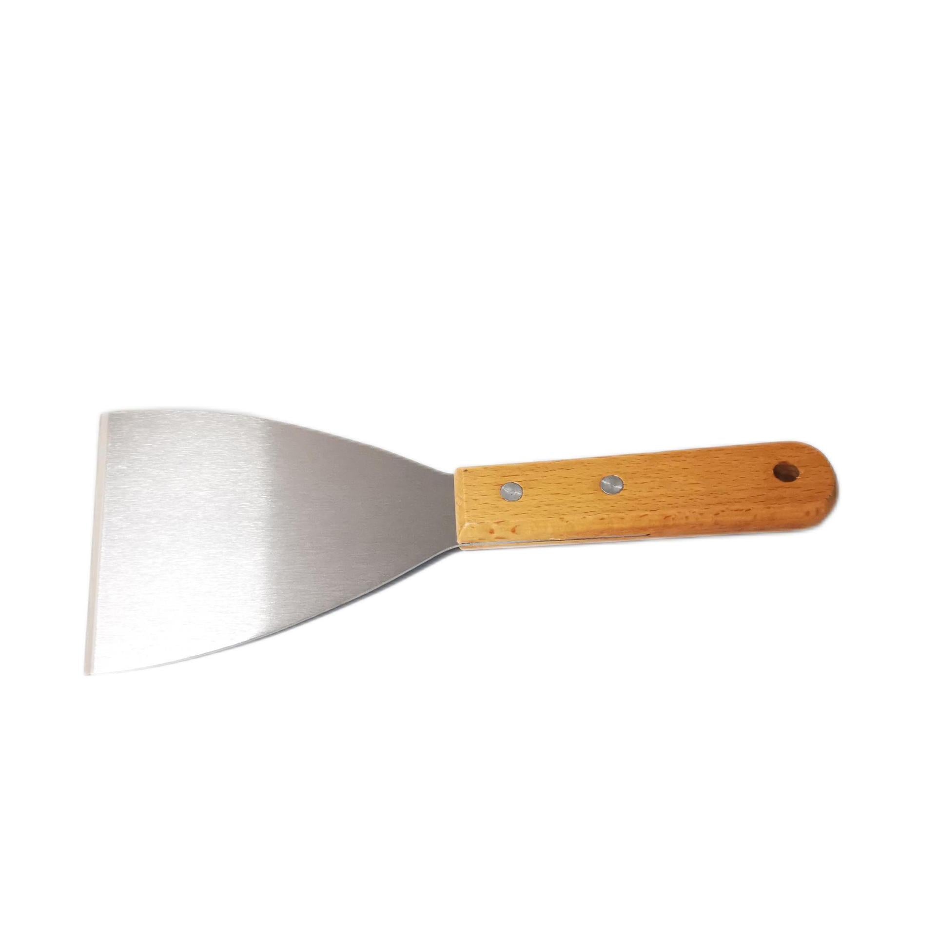 Cross-border stainless steel wooden handle frying shovel combination oblique cooking shovel iron plate steak cooking shovel pancake BBQ tool