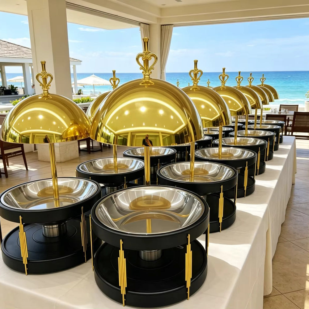 Gold stainless steel buffet warmer - 8l large capacity hotel wedding hanging insulated buffet stove - in stock & wholesale