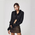 Pre-sale-53726# cross-border foreign trade women's fashion ins stuffed v neck short cardigan tops