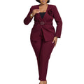 D3343 european and american cross-border women's fashion  autumn/winter new solid color stylish suit pants two-piece set african outfit