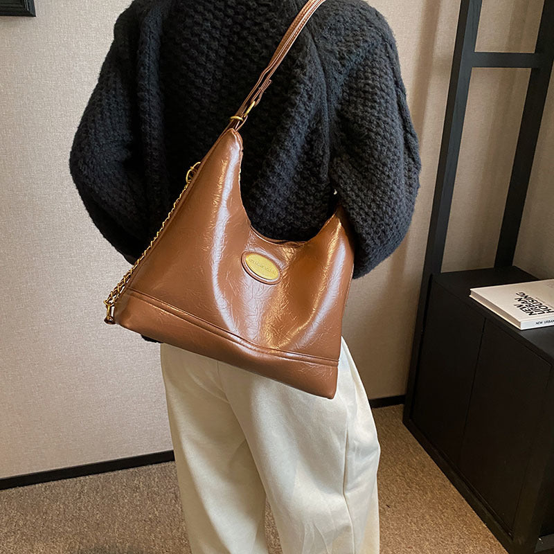 Foreign trade women's bag simple light luxury shoulder bag women's new 2025 spring and summer texture underarm bag large capacity messenger bag