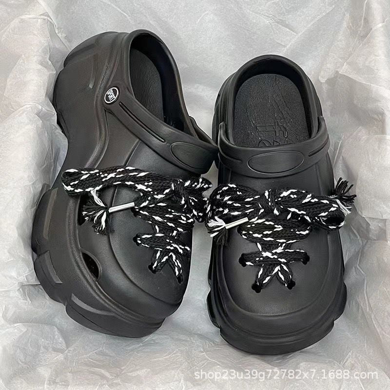 Women's clogs - new 2024 summer collection: chunky sole, non-slip, trendy office-ready, height-increasing, closed-toe sandals for beach and everyday wear