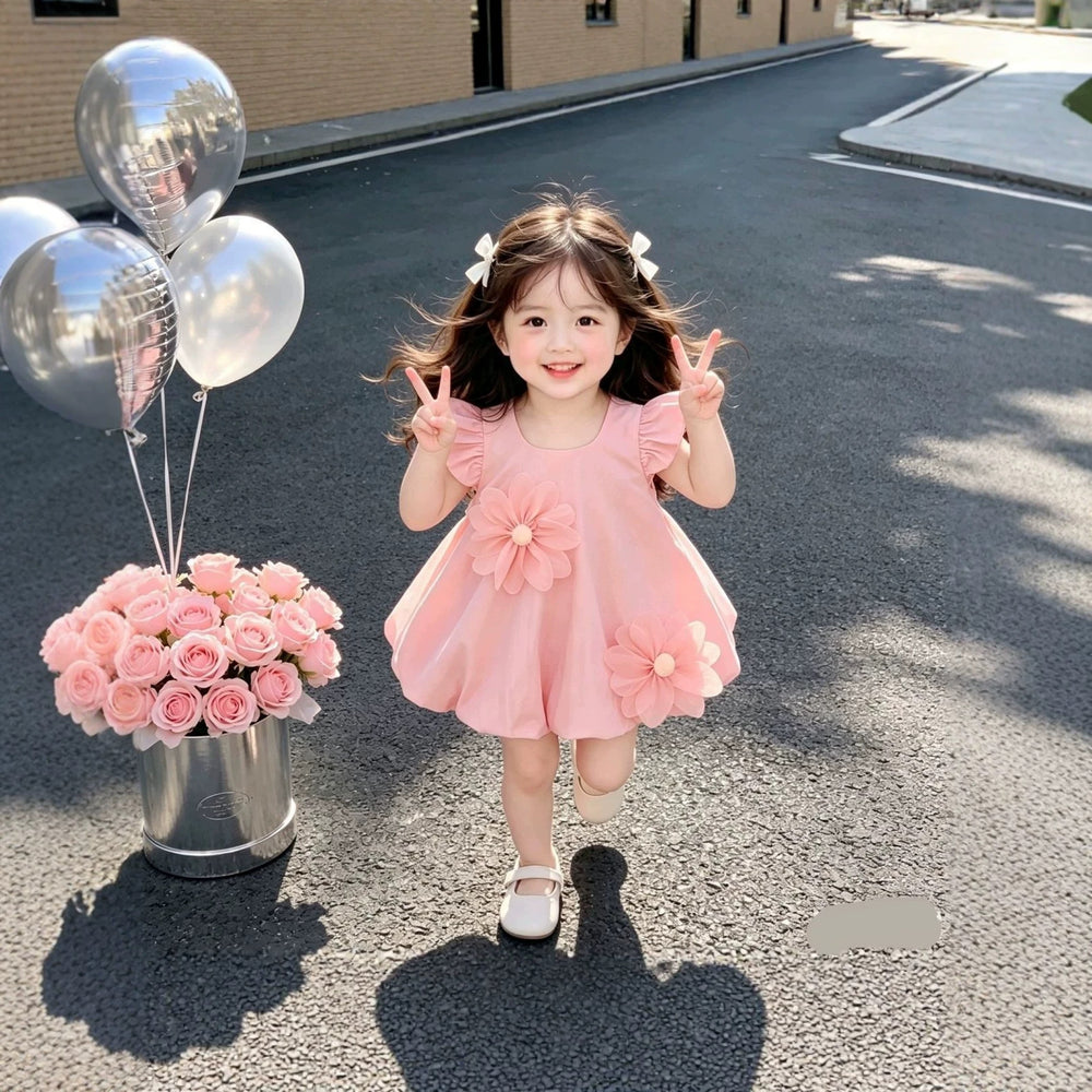 Girls' summer dress - stylish and trendy flutter sleeve princess dress for toddlers and babies - floral summer outfit