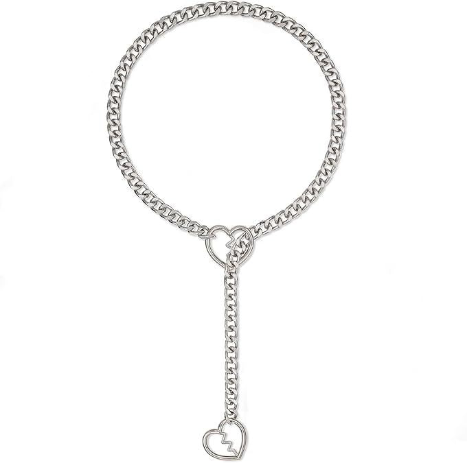 Amazon wide light luxury style y-ring slider chain stainless steel necklace handmade punk cuban chain necklace