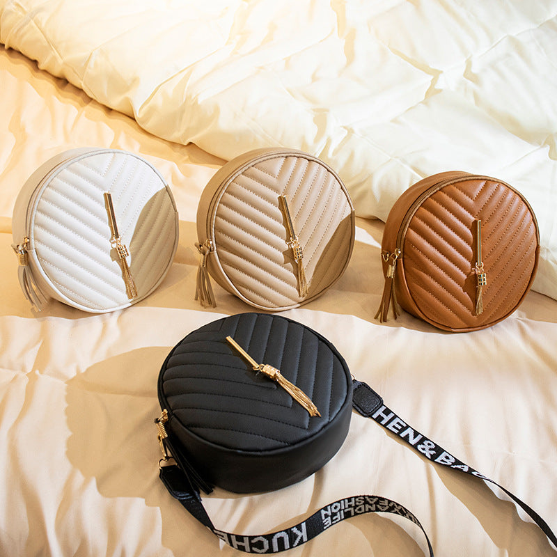 Embroidered small round bag 2023women bag printed shoulder strap messenger bag niche design women's shoulder bag women