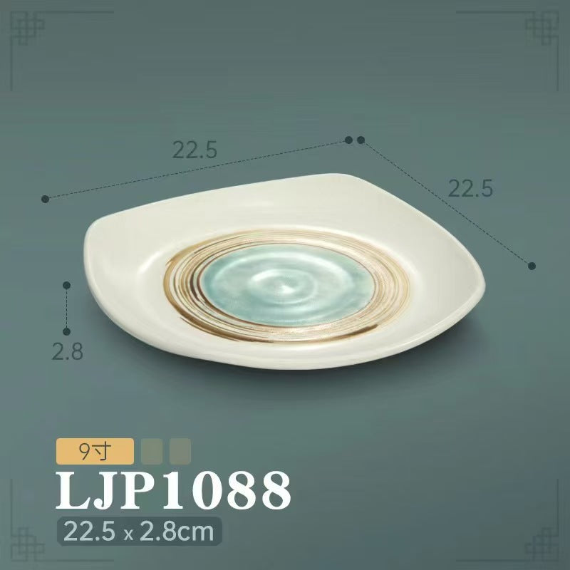Melamine hot pot side dish plate beef plate imitation porcelain sushi plate korean style barbecue dish plate palace style hotel bowl and dish suit