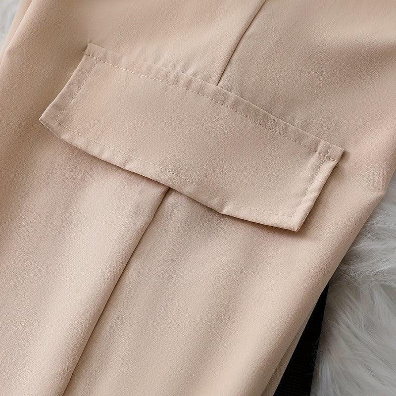 autumgirl handsome workwear pants two-piece set off-shoulder knittingtops belt casual jogger pants harem pants