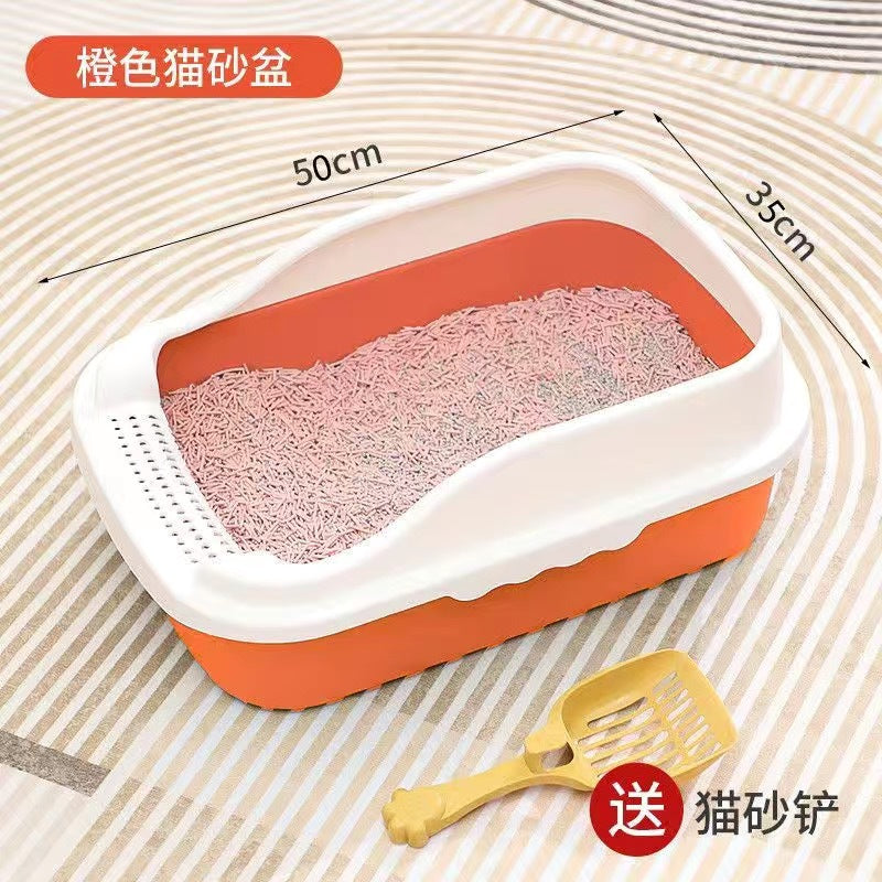 Extra-large, semi-enclosed cat litter box - prevents tracking, extra small size for kittens, cat supplies, cat litter