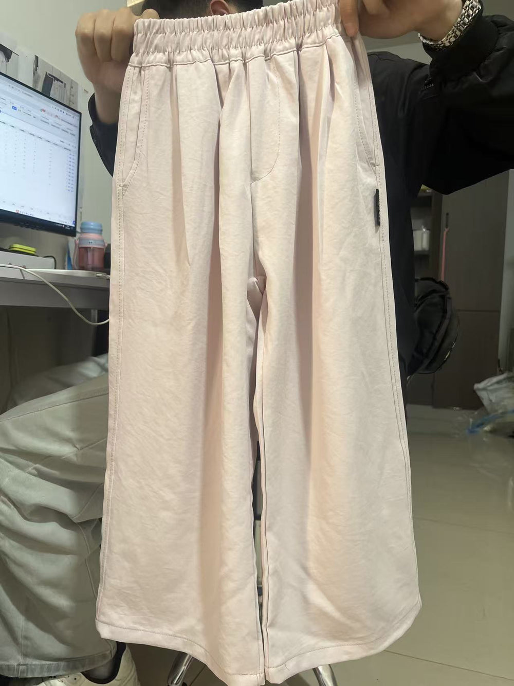 [new summer style] lazy style textured milk pants  summer wide-leg pants draped casual straight-leg floor-length pants