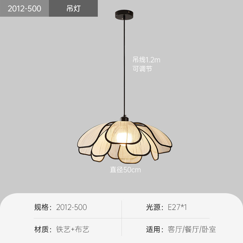 Wabi-sabi French retro restaurant creative chandelier petals Japanese American medieval living room bedroom dining table lamps