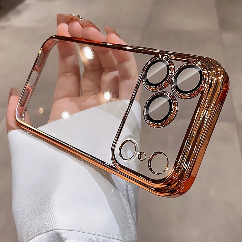 Suitable for apple 17promax mobile phone case pc electroplated glass lens film iphone16 all-inclusive anti-fall protective case