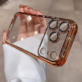 Suitable for apple 17promax mobile phone case pc electroplated glass lens film iphone16 all-inclusive anti-fall protective case