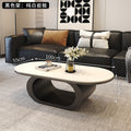 Modern minimalist oval rock slab coffee table - small apartment living room, home use, minimalist tea table, creative irregular shape combination