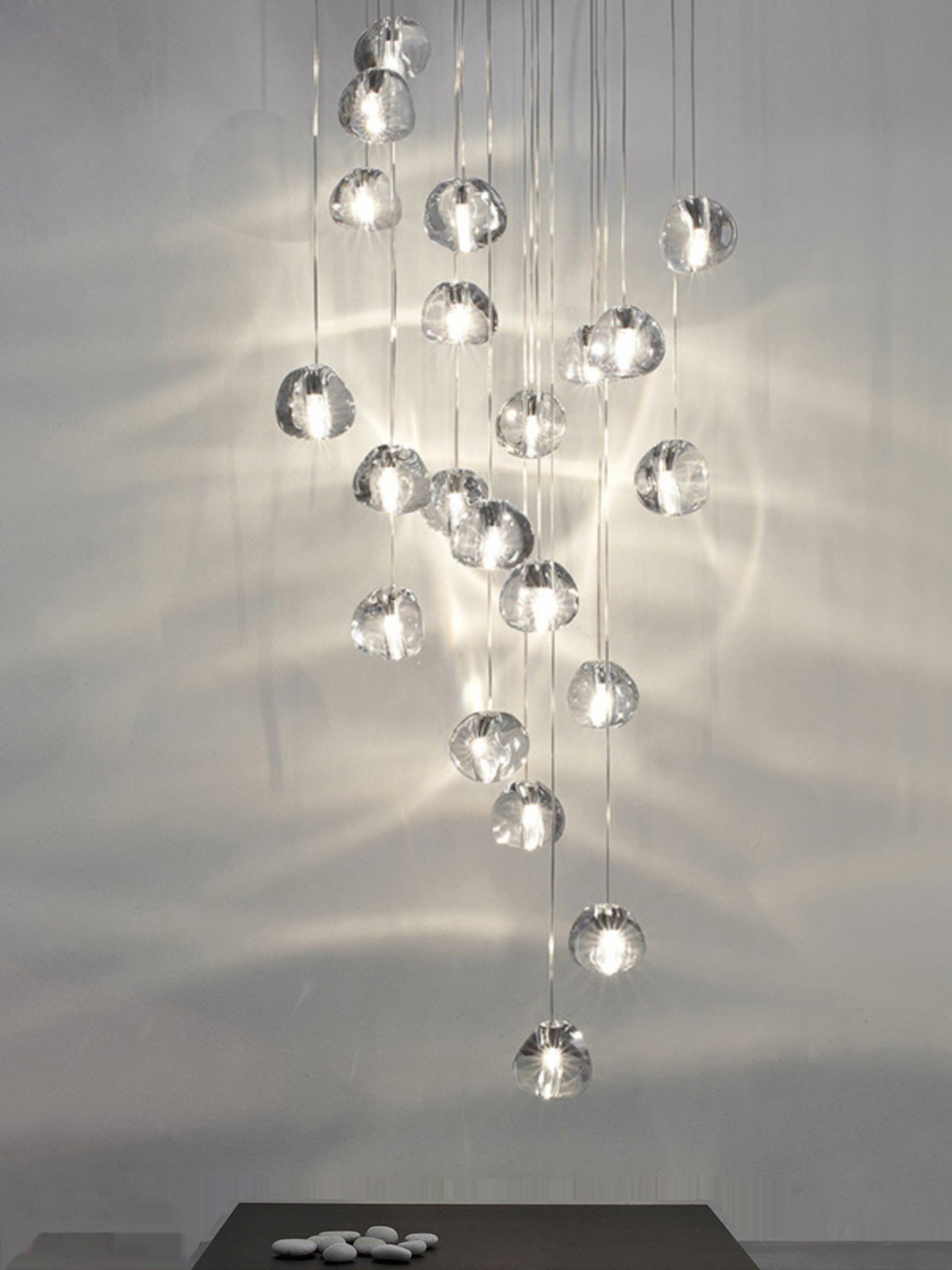 Nordic duplex villa retro rotating staircase crystal lamp G9 lamp holder simple restaurant dining room living room chandelier