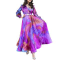 spring/summer new european and american export print maxi mesh dress - commute-friendly plus size women's dress
