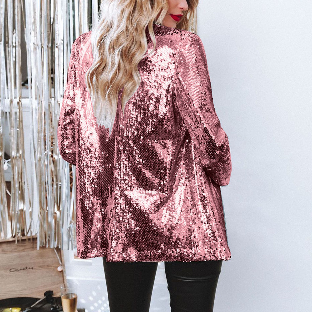 Aliexpress  european and american women casual sequin tops multi-color sequinlong sleeveselegant suit outwearins