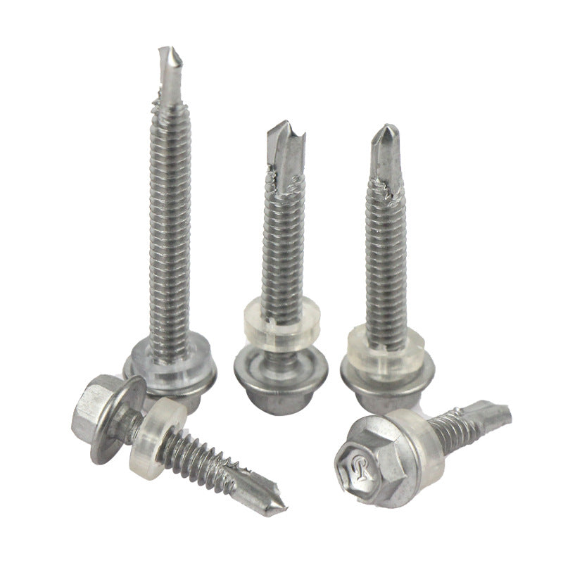 410 stainless steel outer hexagon with pad drill tail screw self-tapping self-drilling dovetail screw color steel tile nail st4.4. 2-6.3