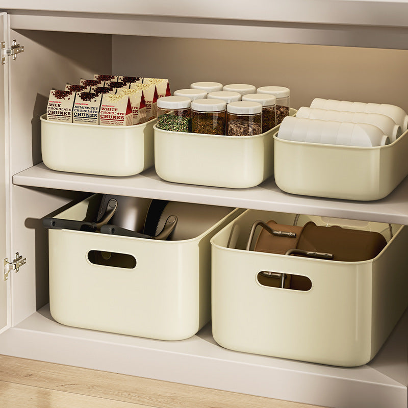 Cream Wind Storage Box Desktop Stationery Sundries Basket Toy Snack Organizing Box Portable Plastic Storage Box Wholesale