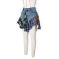 summer new arrivals: european and american style women's clothing - sexy irregular plaid patchwork denim mini skirt