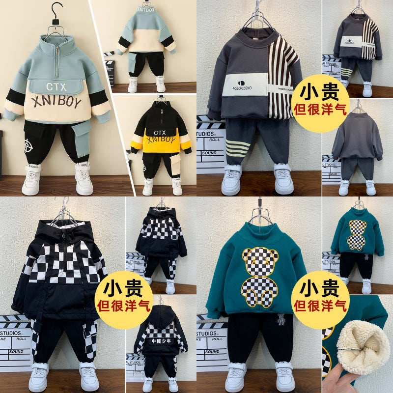 Kids' tracksuit: stylish and trendy boys' activewear set - korean style autumn/winter sweatshirt and pants for toddlers and young boys