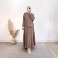 spring cross-border women's clothing set: relaxed fit long sleeve shirt and midi skirt - comfortable commute style