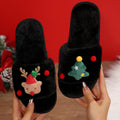 Wholesale family christmas cute fuzzy slippers - maternity indoor comfortable flat plush cotton shoes for parents and kids