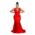 C6357 cross-border   fashion women's solid color v-neck sleeveless ruched maxi dress