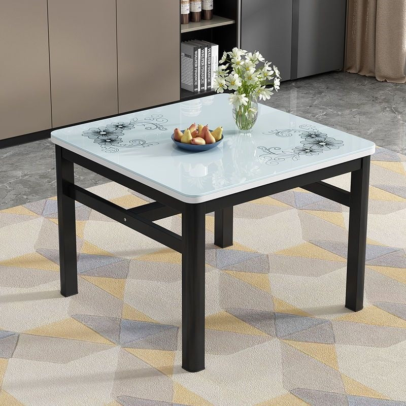 Square tempered glass dining table and chair set - modern minimalist design for small spaces