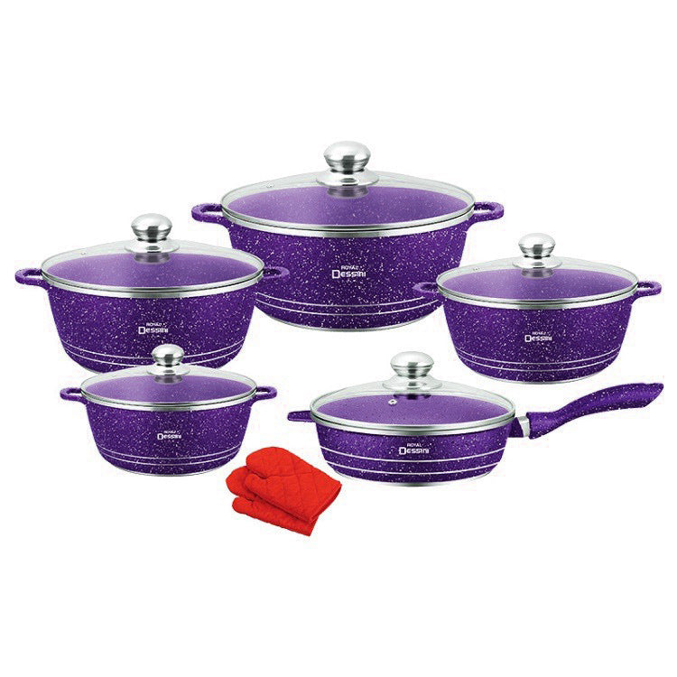 Oem personalized die-cast aluminum pot 12pcs kitchen cooking suit soup pot stew pot frying pan non-stick pan wholesale pot