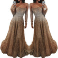 spring new arrivals:  us & eu women's shimmering bandeau long sleeve maxi dress/gown