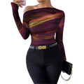 Amazon fashion women's slim-fit one-shoulder long sleeve t-shirt top for autumn/winter  - cross-border e-commerce