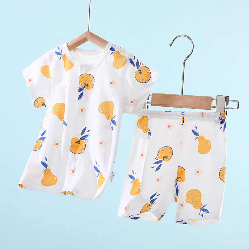 Baby short-sleeve set - summer lightweight cartoon newborn pure cotton kids summer shorts infant clothes spring/summer outfit