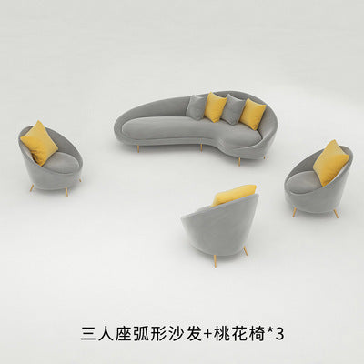 Nordic sales office reception curved double sofa office clothing store rest area furniture coffee table set