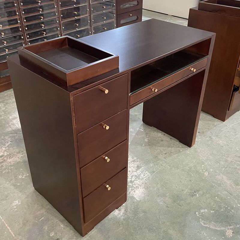 Black walnut retro style manicure table workbench with drawers cabinet multi-functional manicure table and chair set vintage