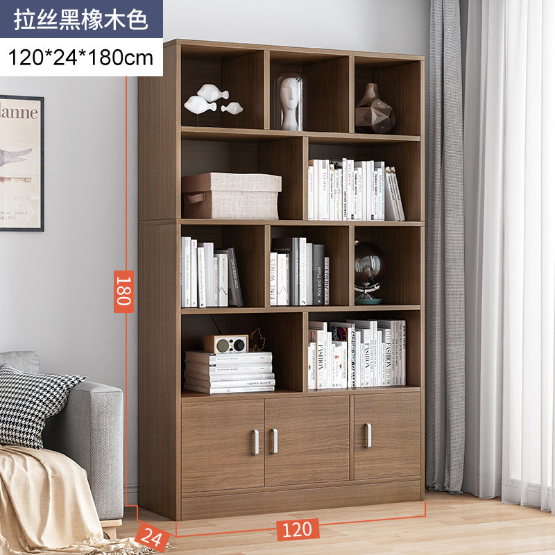 Simple bookshelf floor-to-ceiling against the wall, living room shelf layered storage rack, storage cabinet integrated, simple household bookcase