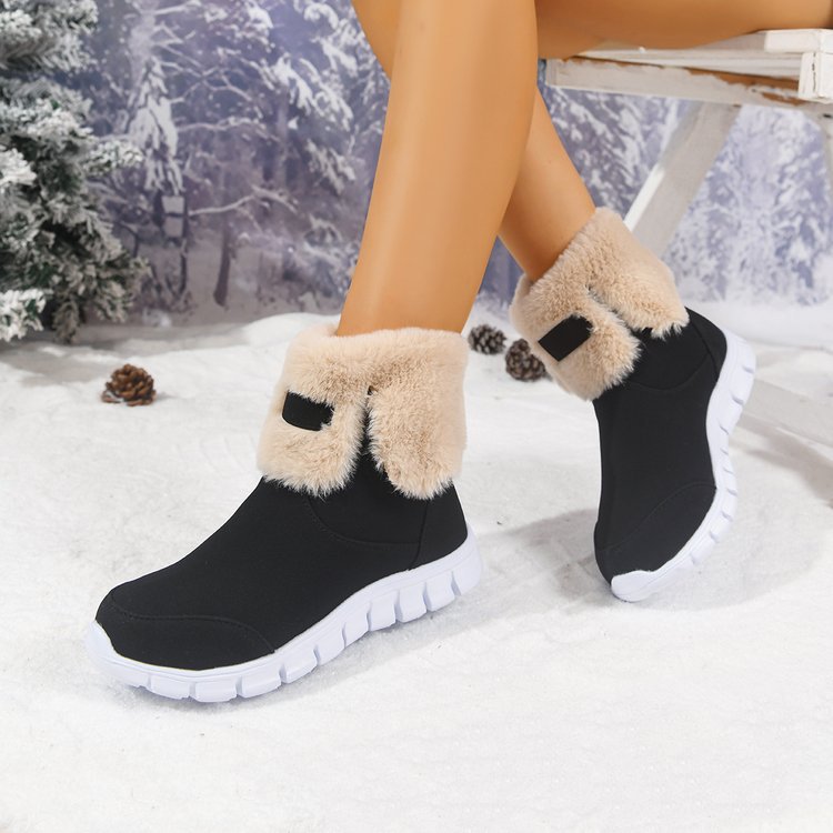 Exportexport maomao mouth snow boots winternew arrivalthick soleplus sizefleece-linedthickenedheattech cotton shoes for women