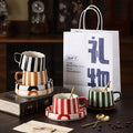 Instagram-worthy creative ceramic coffee mug set - premium striped design, perfect for office afternoon tea, exquisite latte art, and a thoughtful gift. includes mug and saucer