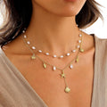 European and american beach ocean style stainless steel starfish seashell pendant necklace women's pearl choker designer necklace
