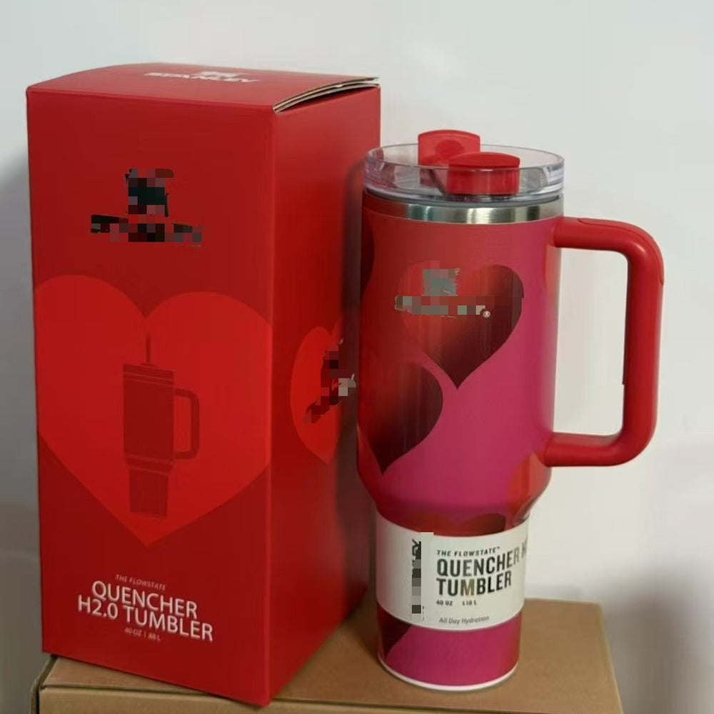Amazon 40oz tumbler with handle - portable, drop-proof, insulated stainless steel mug - valentine's day collection