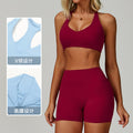 Summer cross-border barely-there yoga set - backless, tight-fitting, quick-dry activewear - outdoor sports running three-piece set 9300