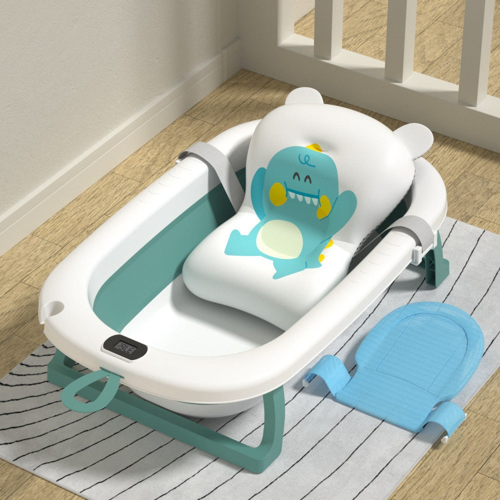 Baby bathtub, infant bathtub, toddler sit-up & recline foldable bath tub, portable home storage for newborn and children's supplies